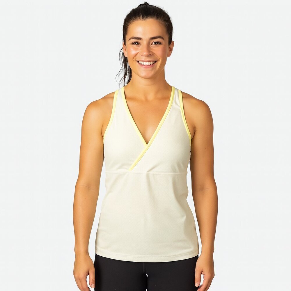Lululemon White Yellow Polka Dot Yoga Tank Racerback Size 6 Athleisure Studio